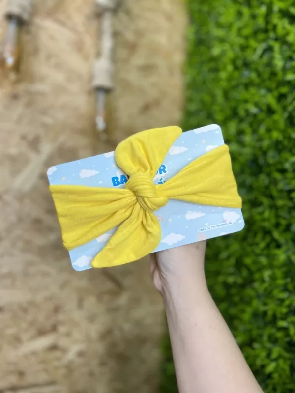 Turbante c/ Elástico para Bebê Amarelo Brasil