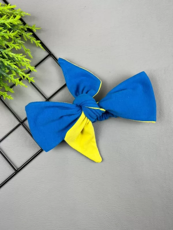 Turbante c/ Elástico para Bebê Azul e Amarelo