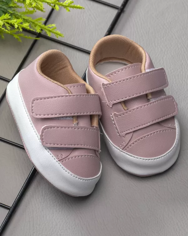 Tênis para Bebê Com Velcro Rosê