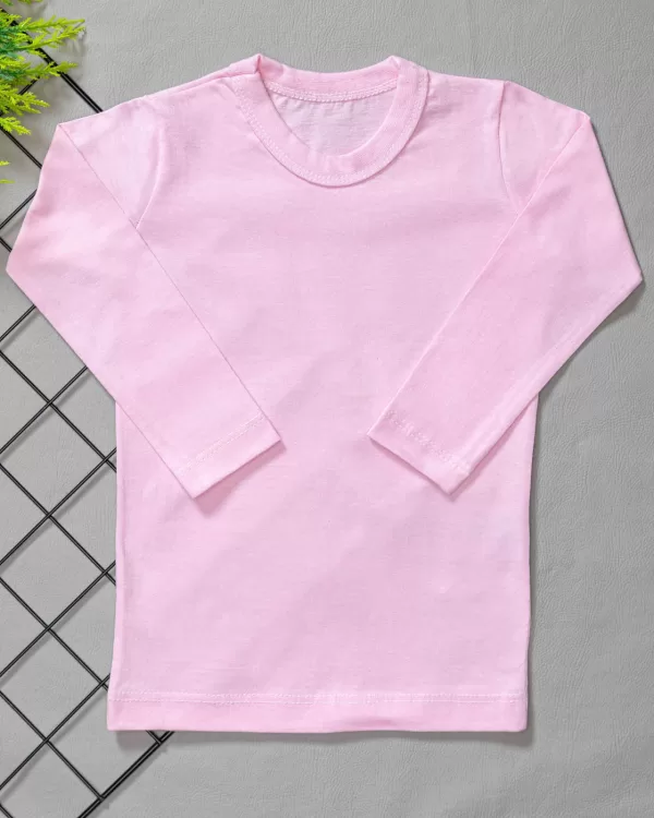 Camiseta Infantil Manga Longa Tradicional Rosa Bebê