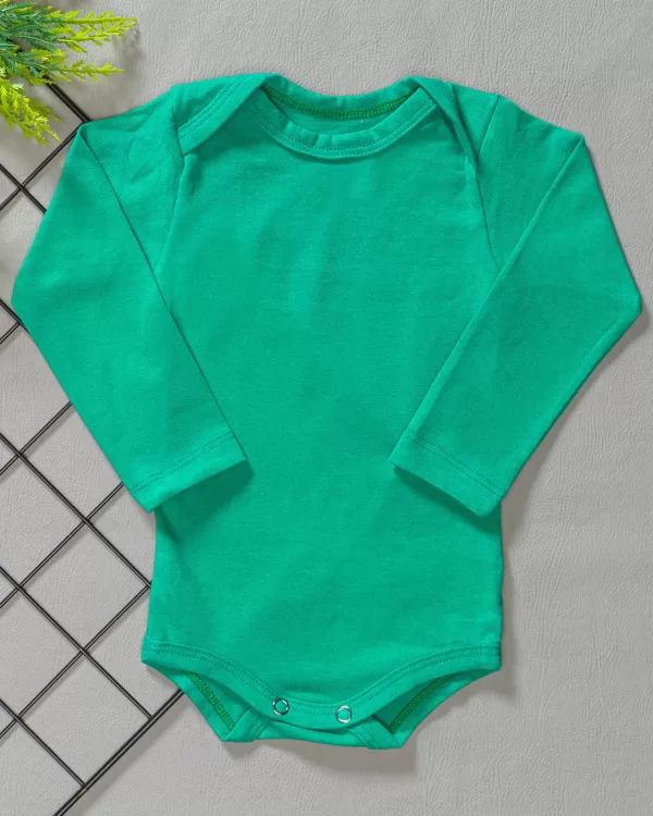 Body para Bebê Manga Longa Verde Liso