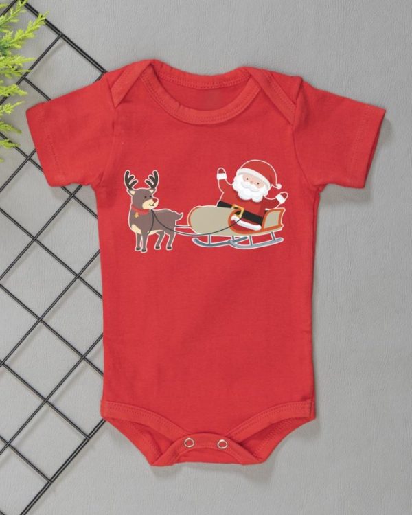 Body Curto para Bebê Natal Trenó