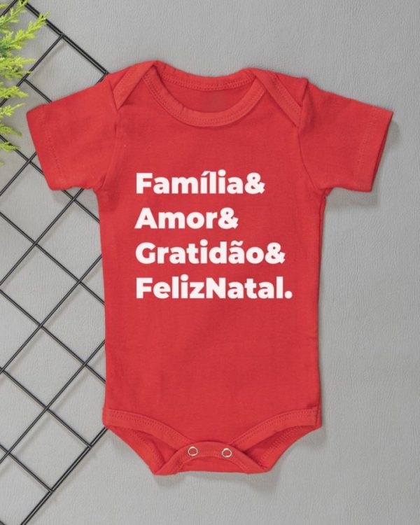 Body Curto para Bebê Natal Família